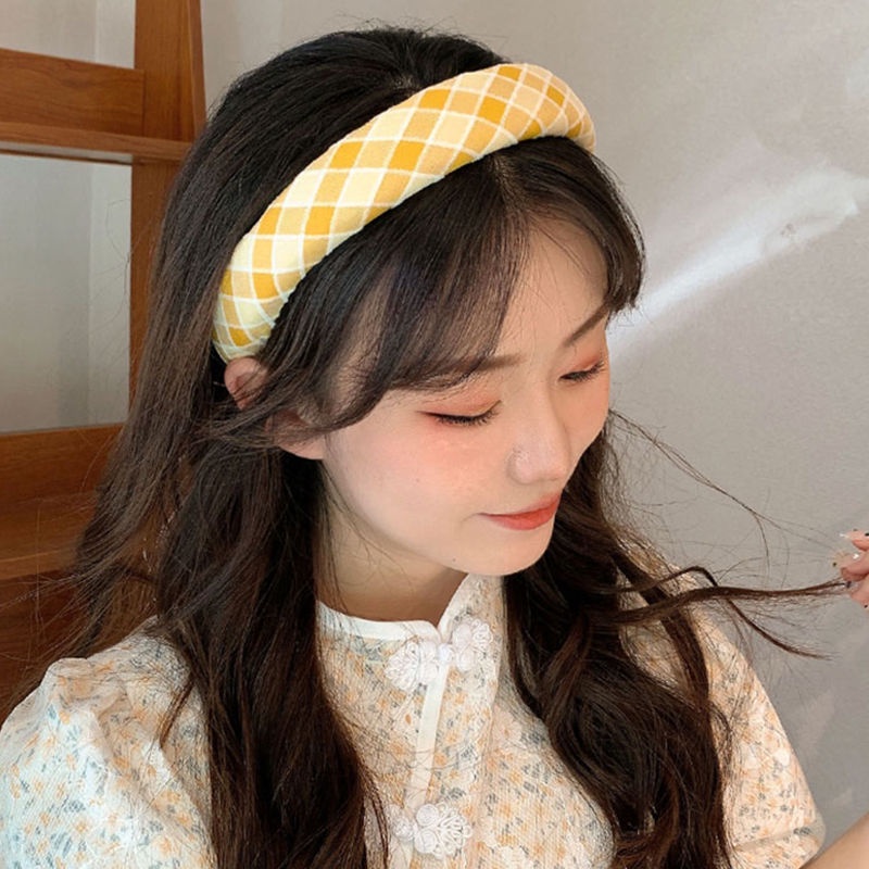 Băng Đô Cài Tóc Bằng Xốp Rộng Màu Vàng Hồng Thời Trang Mùa Hè 2023