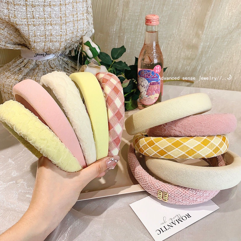 Băng Đô Cài Tóc Bằng Xốp Rộng Màu Vàng Hồng Thời Trang Mùa Hè 2023