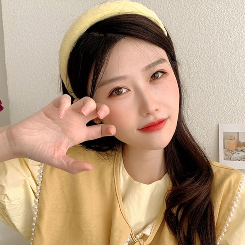 Băng Đô Cài Tóc Bằng Xốp Rộng Màu Vàng Hồng Thời Trang Mùa Hè 2023