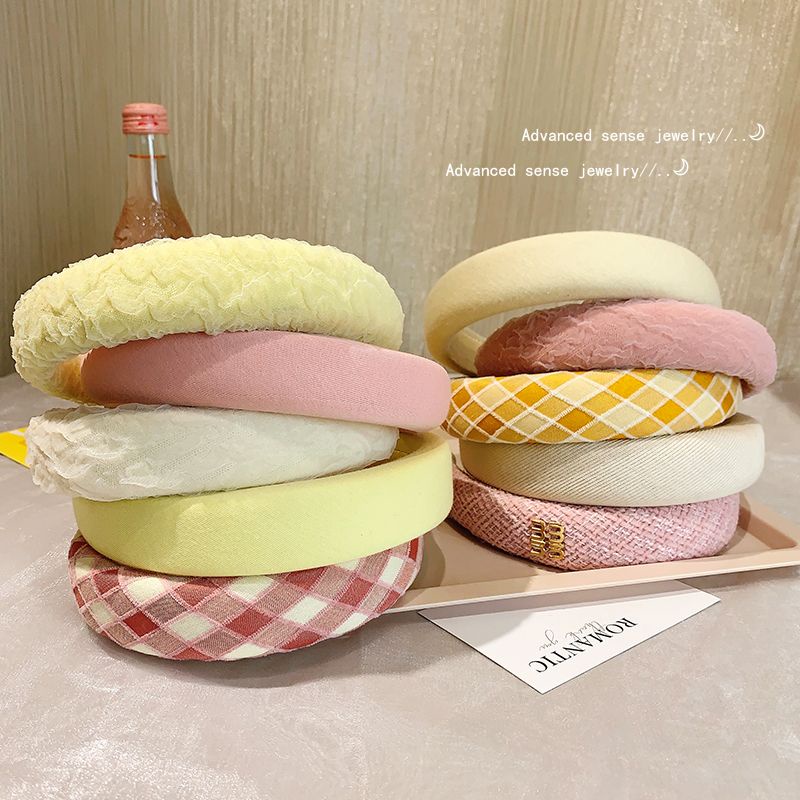 Băng Đô Cài Tóc Bằng Xốp Rộng Màu Vàng Hồng Thời Trang Mùa Hè 2023