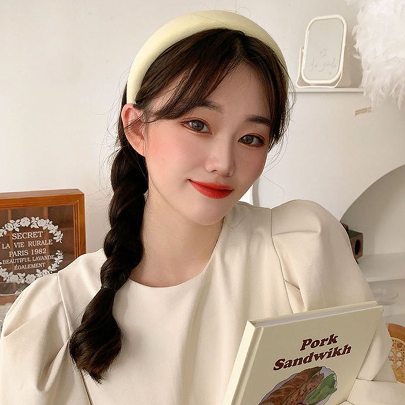 Băng Đô Cài Tóc Bằng Xốp Rộng Màu Vàng Hồng Thời Trang Mùa Hè 2023