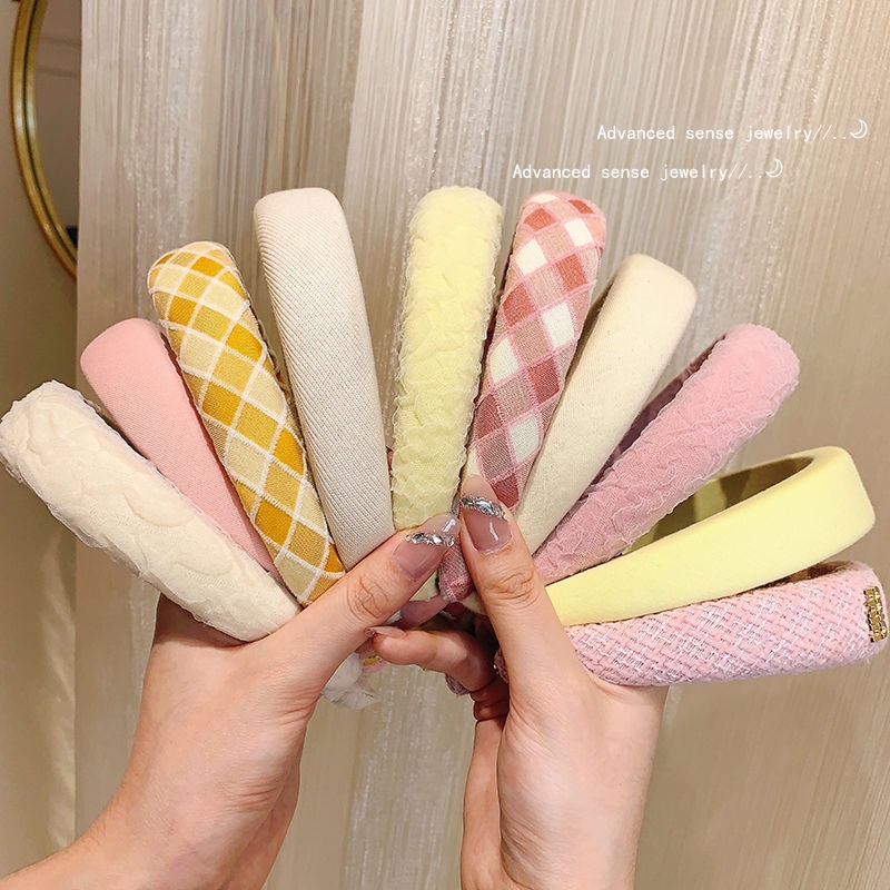 Băng Đô Cài Tóc Bằng Xốp Rộng Màu Vàng Hồng Thời Trang Mùa Hè 2023