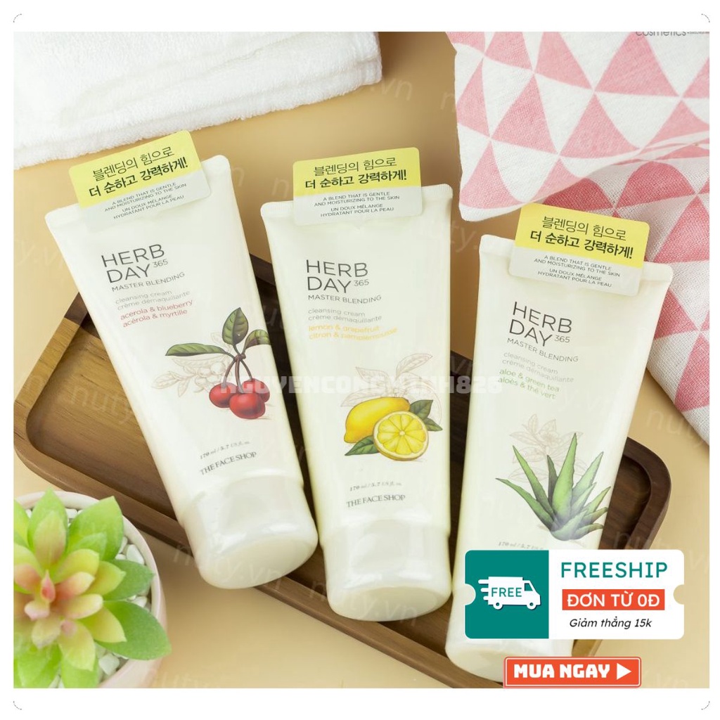 Kem tẩy trang The Face Shop Herb Day 365 Master Blending Cleansing Cream TFS làm sạch lớp trang điểm 170ml