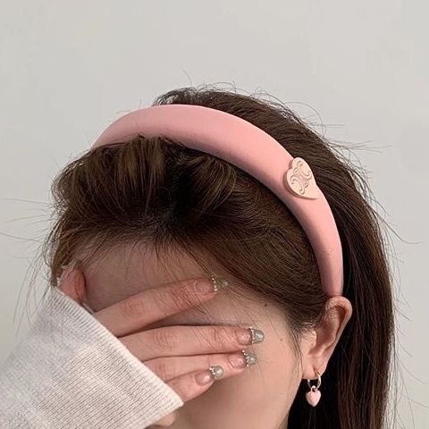 Băng Đô Cài Tóc Bản Rộng Màu Hồng In Chữ love Phong Cách Mới 2023