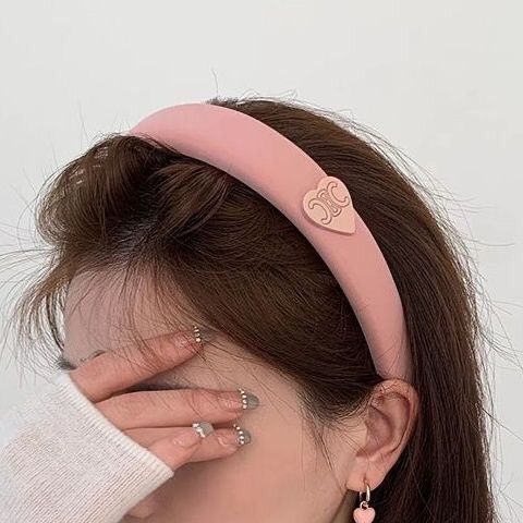 Băng Đô Cài Tóc Bản Rộng Màu Hồng In Chữ love Phong Cách Mới 2023