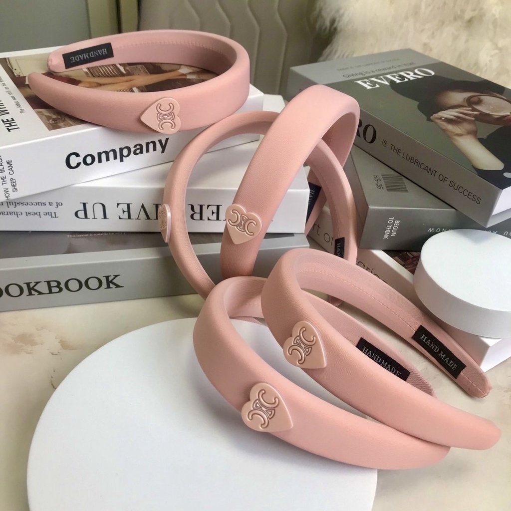 Băng Đô Cài Tóc Bản Rộng Màu Hồng In Chữ love Phong Cách Mới 2023