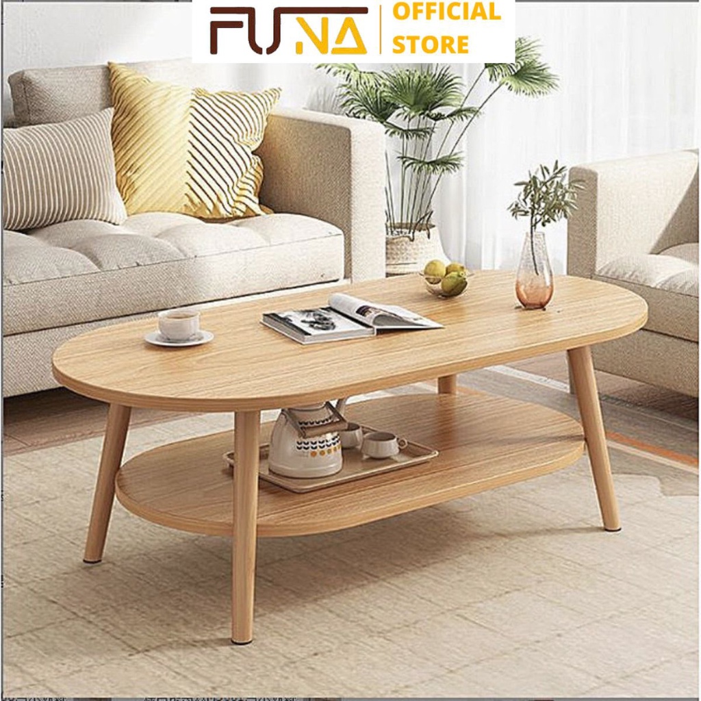 ( SF03) Bàn trà OVAN 2 tầng DECOR chân gỗ sồi chắc chắn với kiểu dáng sang trọng quý phái dành cho học tập làm việc