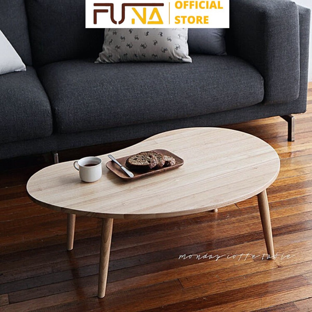 Bàn trà FUNA, dùng làm bàn sofa phòng khách, chân gỗ tự nhiên cao 30 hoặc 40cm (BT03)