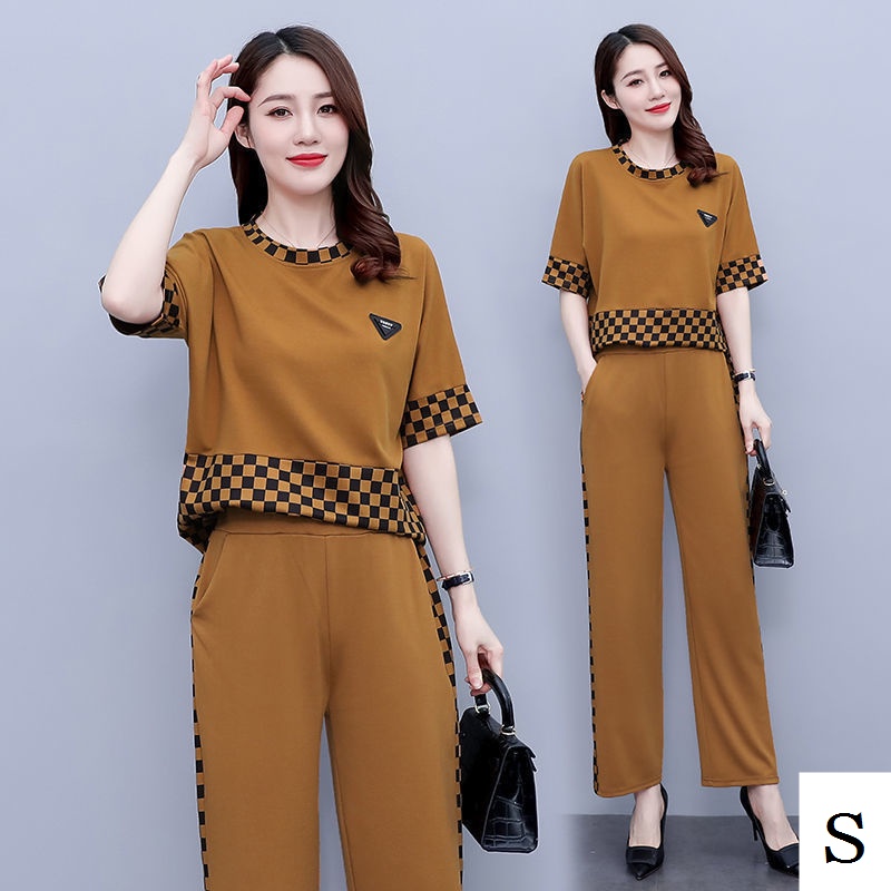 Set Áo Thun Tay Lửng + Quần Ống Rộng Phong Cách Mới 2022 Cho Nữ