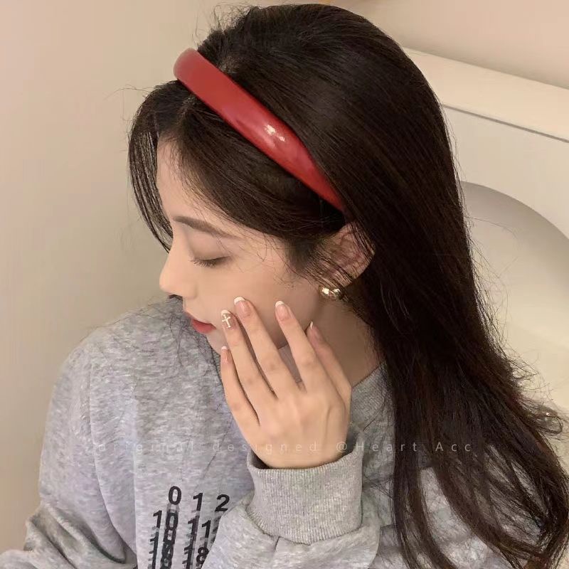 Băng Đô Cài Tóc Bằng Da Màu Kẹo Đơn Giản Phong Cách Hàn Quốc Dễ Phối Đồ Cho Nữ