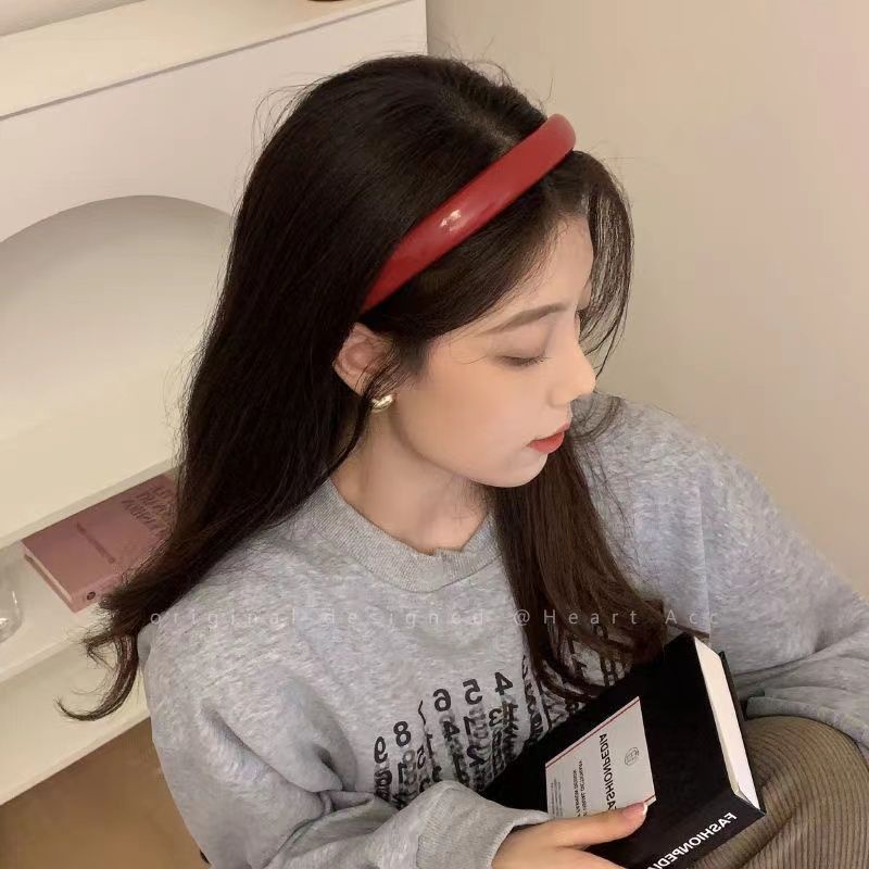 Băng Đô Cài Tóc Bằng Da Màu Kẹo Đơn Giản Phong Cách Hàn Quốc Dễ Phối Đồ Cho Nữ