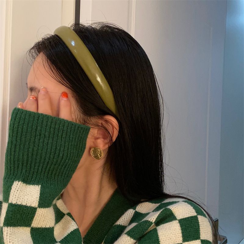 Băng Đô Cài Tóc Bằng Da Màu Kẹo Đơn Giản Phong Cách Hàn Quốc Dễ Phối Đồ Cho Nữ