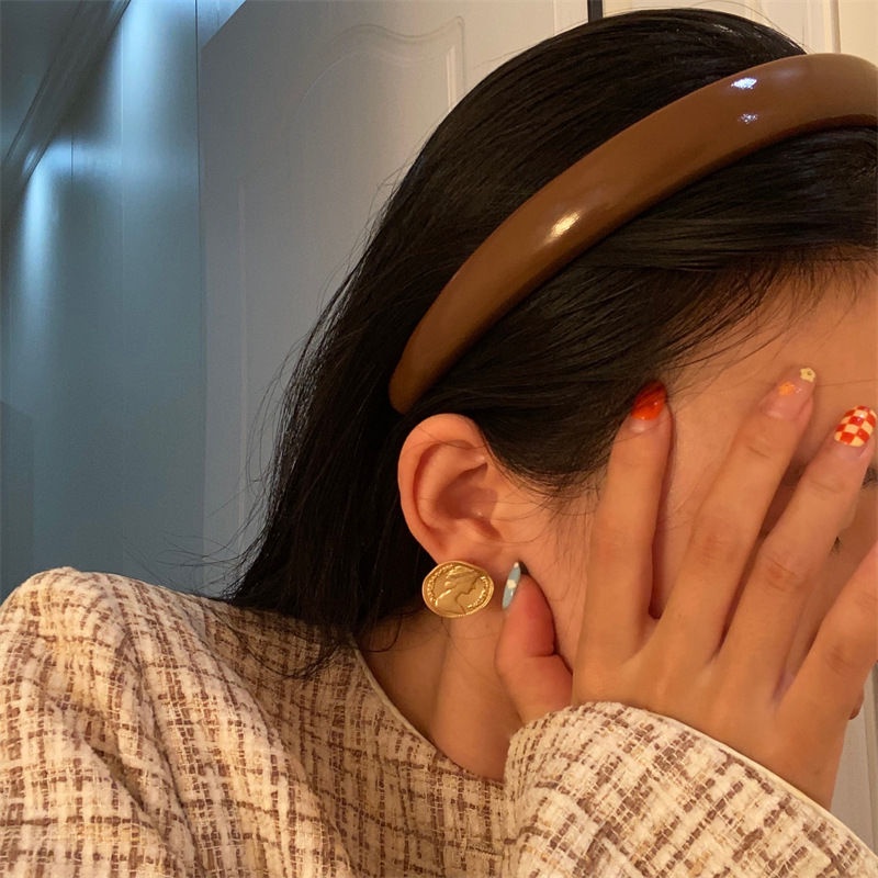 Băng Đô Cài Tóc Bằng Da Màu Kẹo Đơn Giản Phong Cách Hàn Quốc Dễ Phối Đồ Cho Nữ