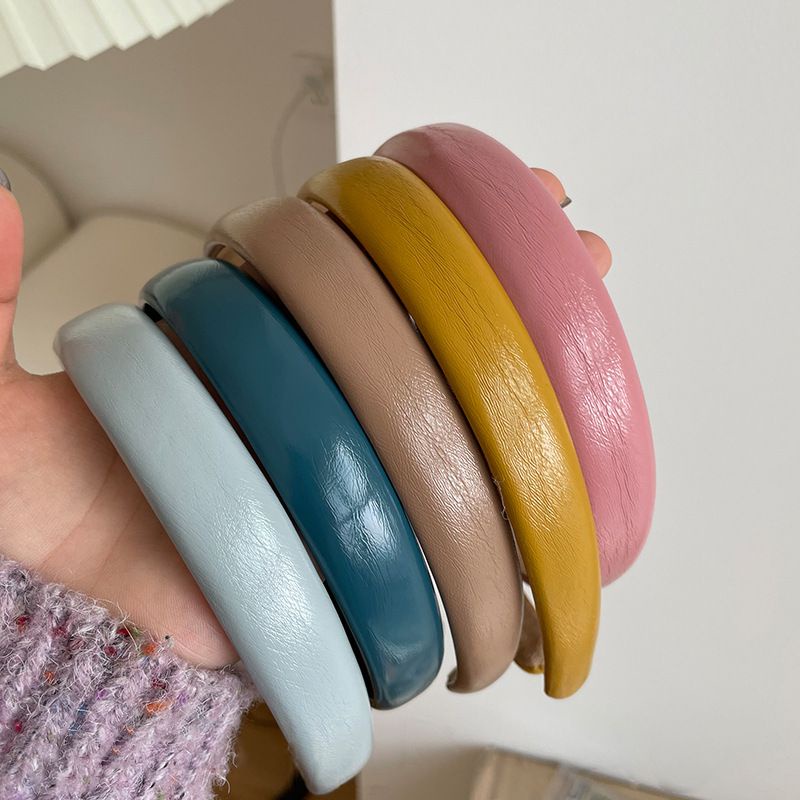 Băng Đô Cài Tóc Bằng Da Màu Kẹo Đơn Giản Phong Cách Hàn Quốc Dễ Phối Đồ Cho Nữ