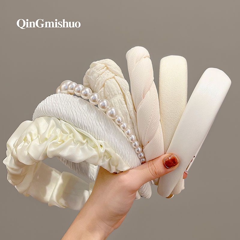 Băng Đô Cài Tóc Dạng Xoắn Rộng Màu Trắng Đỏ Đơn Giản Thời Trang Mùa Hè Dễ Phối Đồ Cho Nữ