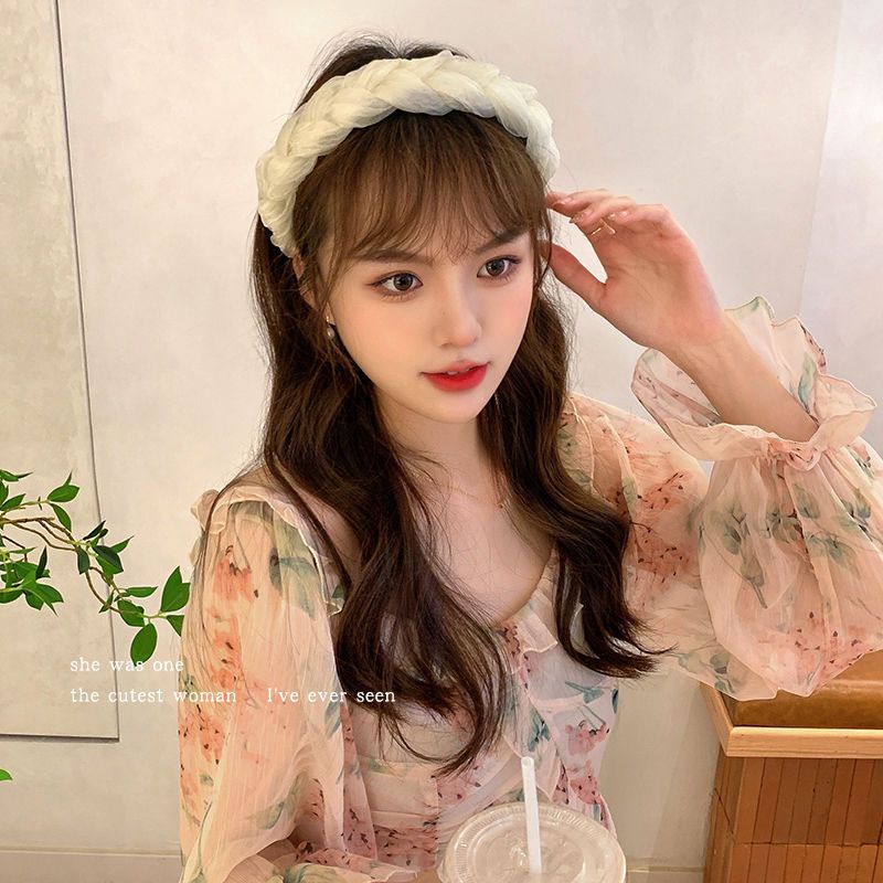 Băng Đô Cài Tóc Dạng Xoắn Rộng Màu Trắng Đỏ Đơn Giản Thời Trang Mùa Hè Dễ Phối Đồ Cho Nữ