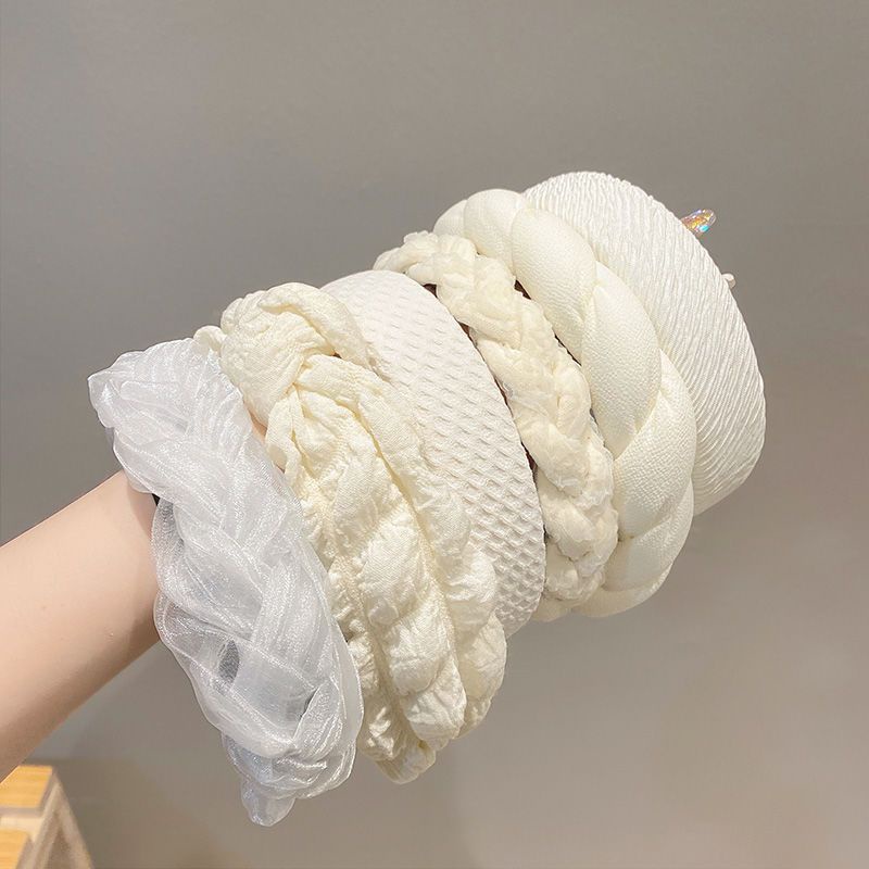 Băng Đô Cài Tóc Dạng Xoắn Rộng Màu Trắng Đỏ Đơn Giản Thời Trang Mùa Hè Dễ Phối Đồ Cho Nữ