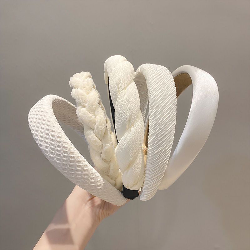 Băng Đô Cài Tóc Dạng Xoắn Rộng Màu Trắng Đỏ Đơn Giản Thời Trang Mùa Hè Dễ Phối Đồ Cho Nữ