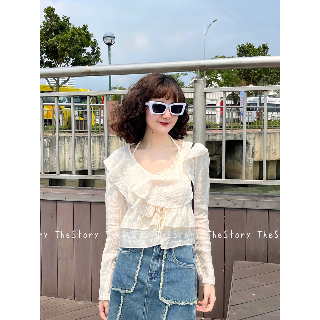 Chân váy jean dáng dài có nhiều đường tua rua  CV393