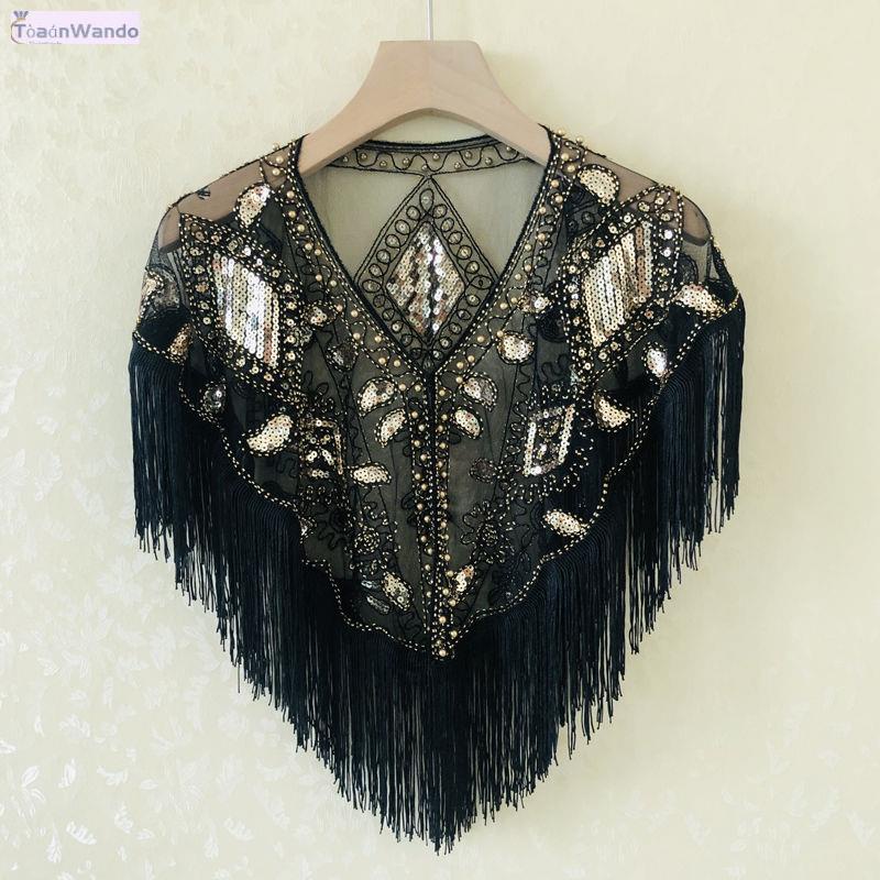 Áo Khoác Cardigan Lưới Dáng Ngắn Đính Kim Sa Thêu Họa Tiết