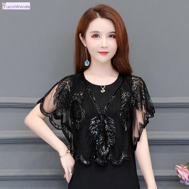 Áo Choàng Lưới Đính Kim Sa Phong Cách Phương Tây Thời Trang Dễ Phối Đồ Cho Nữ