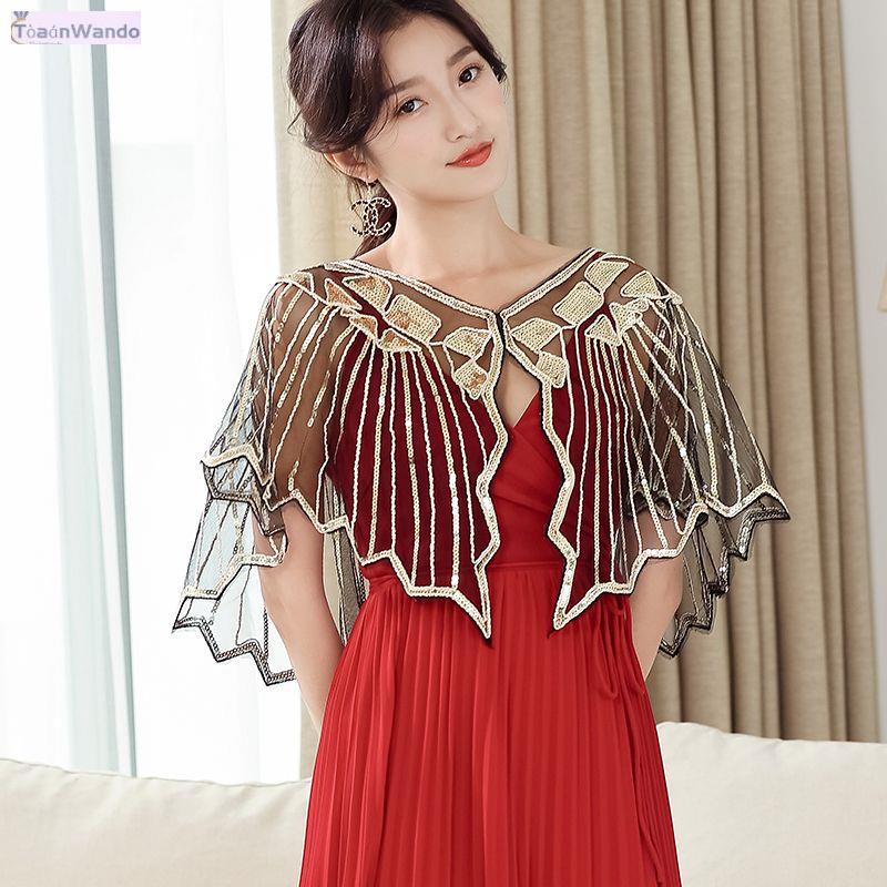 Áo Khoác Ngắn Ôm Eo Đính Kim Sa Màu Vàng Kim Sa Lấp Lánh Chống Nắng Đi Tiệc Tối Dành Cho Nữ