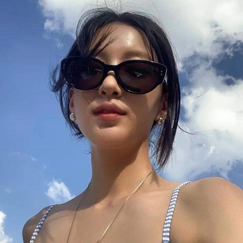 Kính Mát Phân Cực Thời Trang Mới 2023gm Gọng Vuông Tròn Lớn Màu Trắng Nâu Châu Âu Cho Nữ