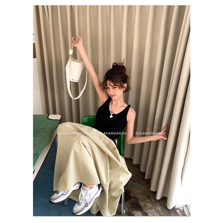 Chân Váy Dài Lưng Cao Phong Cách Thời Trang Hong Kong 2023 Dành Cho Nữ