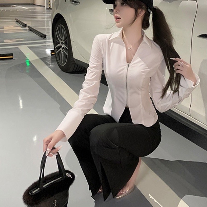 Áo sơ mi khoá kéo Bigsize