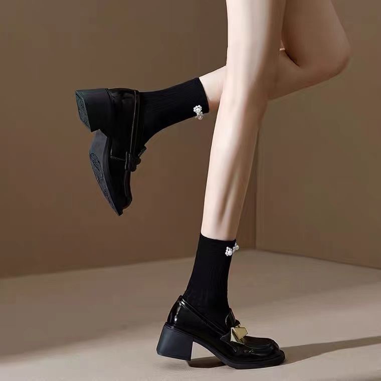 Giày búp bê lolita mary jane Giày Da Cao Gót Đế Dày Phong Cách Anh Quốc Cổ Điển Thời Trang Xuân Thu 2023 Cho Nữ
