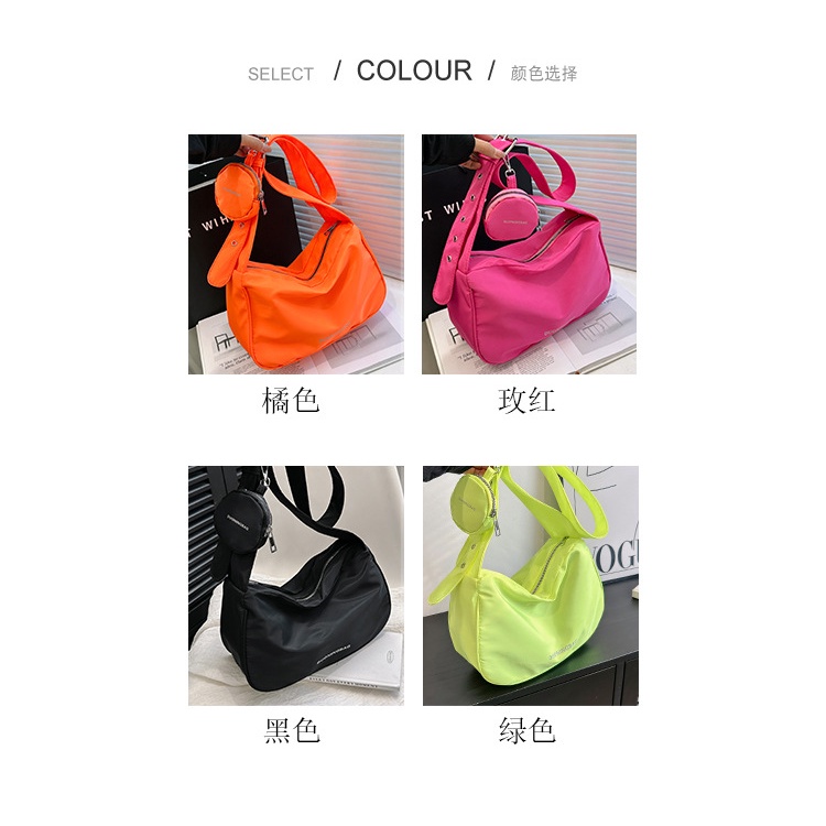 Túi Đeo Vai Mini Bằng Vải Nylon Màu Trơn Sức Chứa Lớn Thời Trang Mùa Xuân 2023 Dành Cho Bạn Nữ