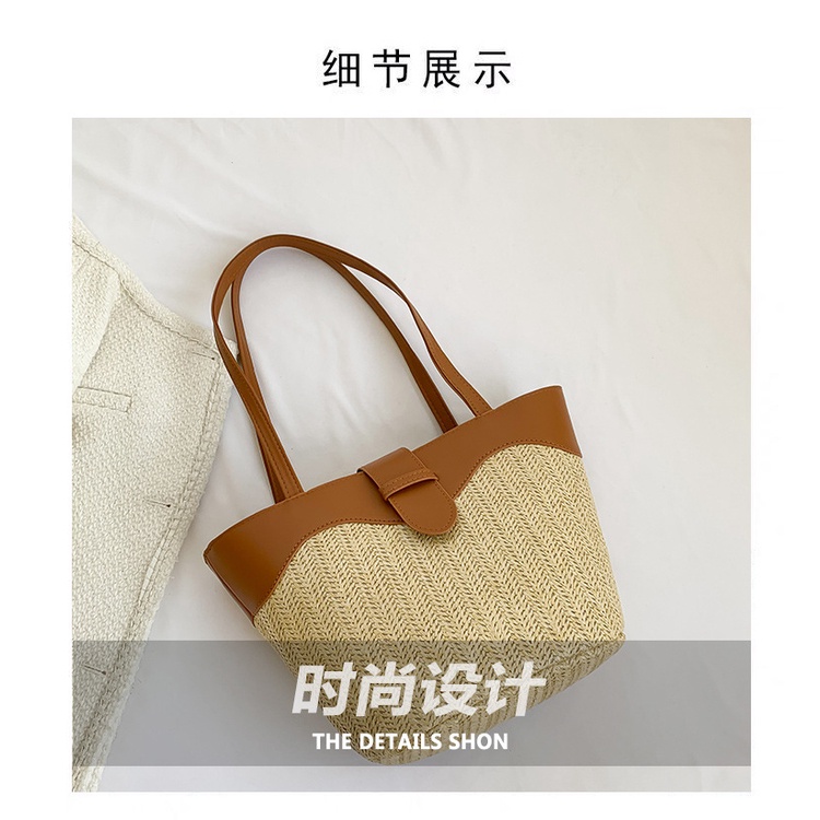 Túi Tote Đeo Vai / Xách Tay Bằng Rơm Bện Sức Chứa Lớn Thời Trang Mùa Xuân 2023