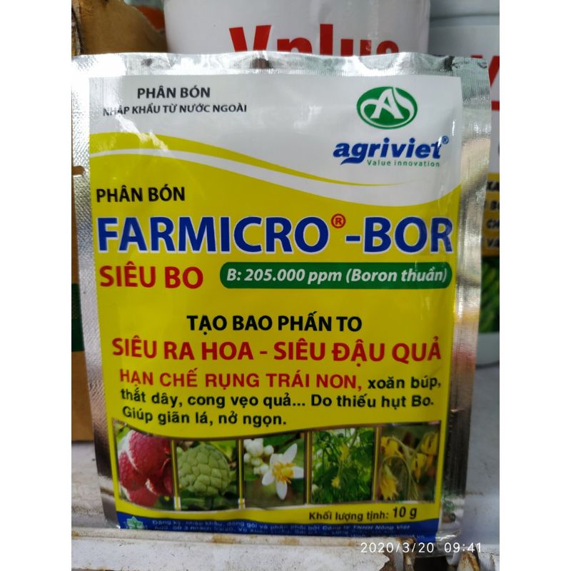 PHÂN BÓN LÁ SIÊU BO FARMICRO- BOR SIÊU RA HOA, SIÊU ĐẬU QUẢ.