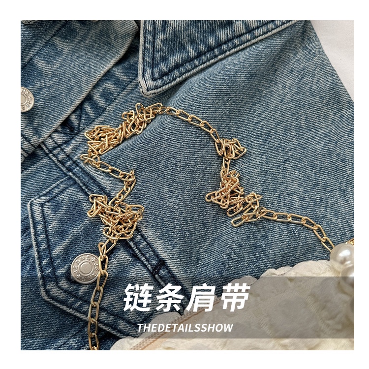 Túi Xách Đeo Vai Xếp Ly Phối Dây Xích Và Ngọc Trai Thời Trang Mùa Xuân 2023 Dành Cho Nữ