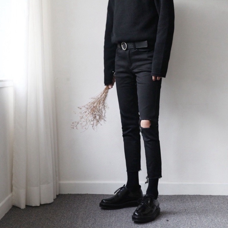 Quần Skinny Nam black color Chất Bò co giãn trang điểm người trẻ tuổi - D45 a256 a32