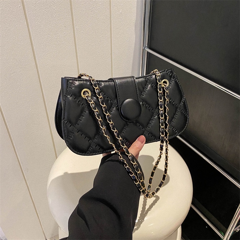 Túi Đeo Chéo Hình Vuông Nhỏ Thêu Họa Tiết Hình Thoi Có Khóa Kéo Thời Trang 2023 Cho Nữ