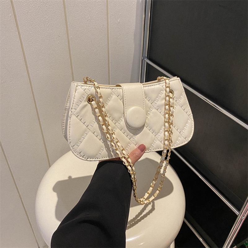 Túi Đeo Chéo Hình Vuông Nhỏ Thêu Họa Tiết Hình Thoi Có Khóa Kéo Thời Trang 2023 Cho Nữ