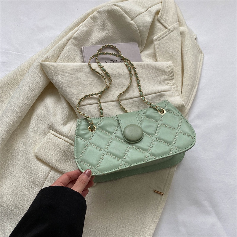 Túi Đeo Chéo Hình Vuông Nhỏ Thêu Họa Tiết Hình Thoi Có Khóa Kéo Thời Trang 2023 Cho Nữ