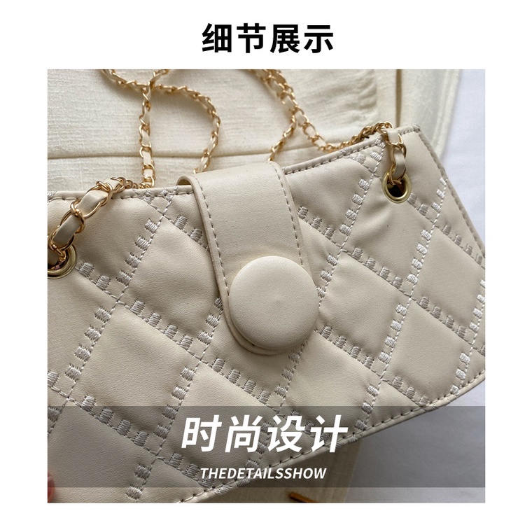 Túi Đeo Chéo Hình Vuông Nhỏ Thêu Họa Tiết Hình Thoi Có Khóa Kéo Thời Trang 2023 Cho Nữ