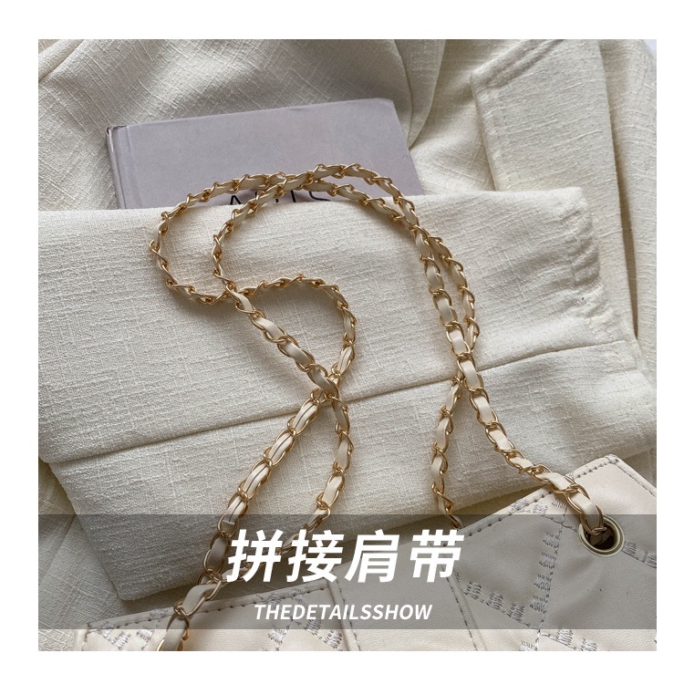 Túi Đeo Chéo Hình Vuông Nhỏ Thêu Họa Tiết Hình Thoi Có Khóa Kéo Thời Trang 2023 Cho Nữ