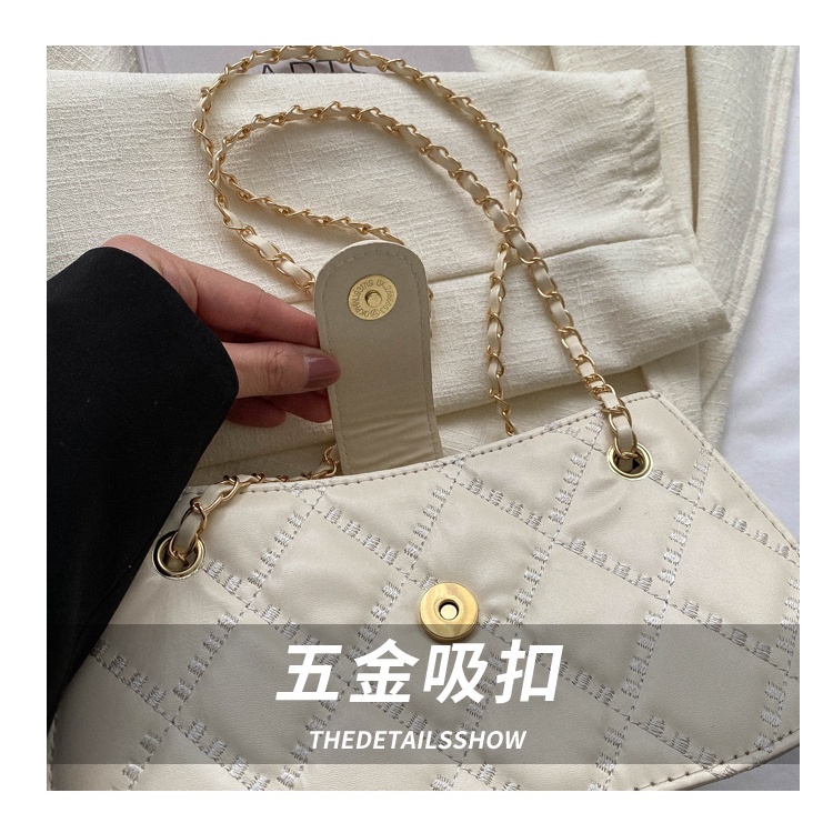 Túi Đeo Chéo Hình Vuông Nhỏ Thêu Họa Tiết Hình Thoi Có Khóa Kéo Thời Trang 2023 Cho Nữ