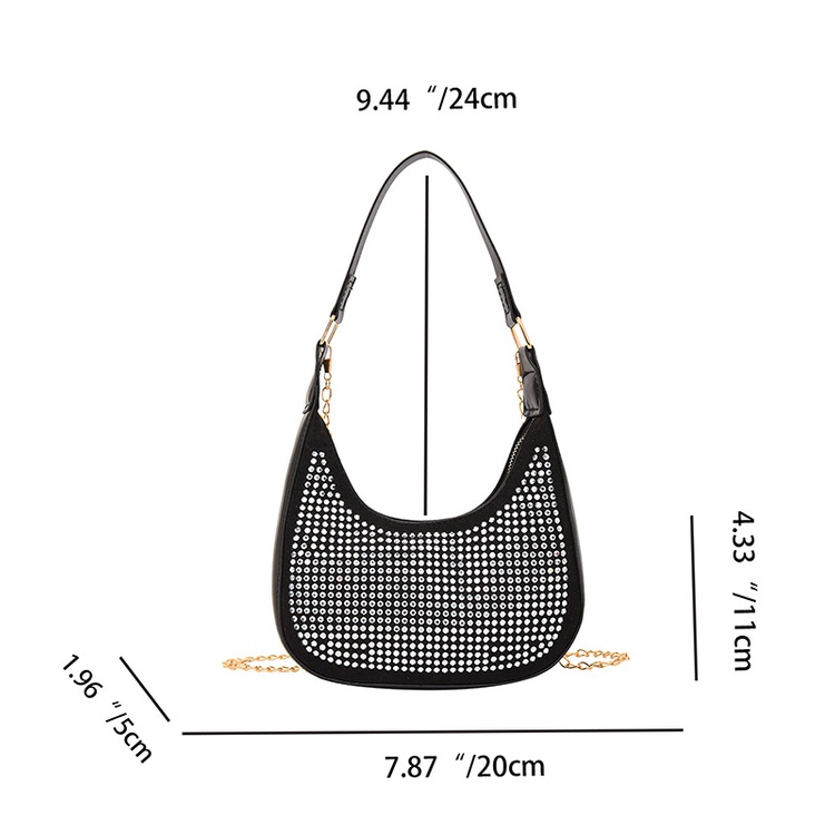 Túi Xách Đeo Vai Hình Vuông Cỡ Nhỏ Đính Đá Phối Dây Đeo Sợi Xích Thời Trang Mùa Xuân 2023 Cho Nữ