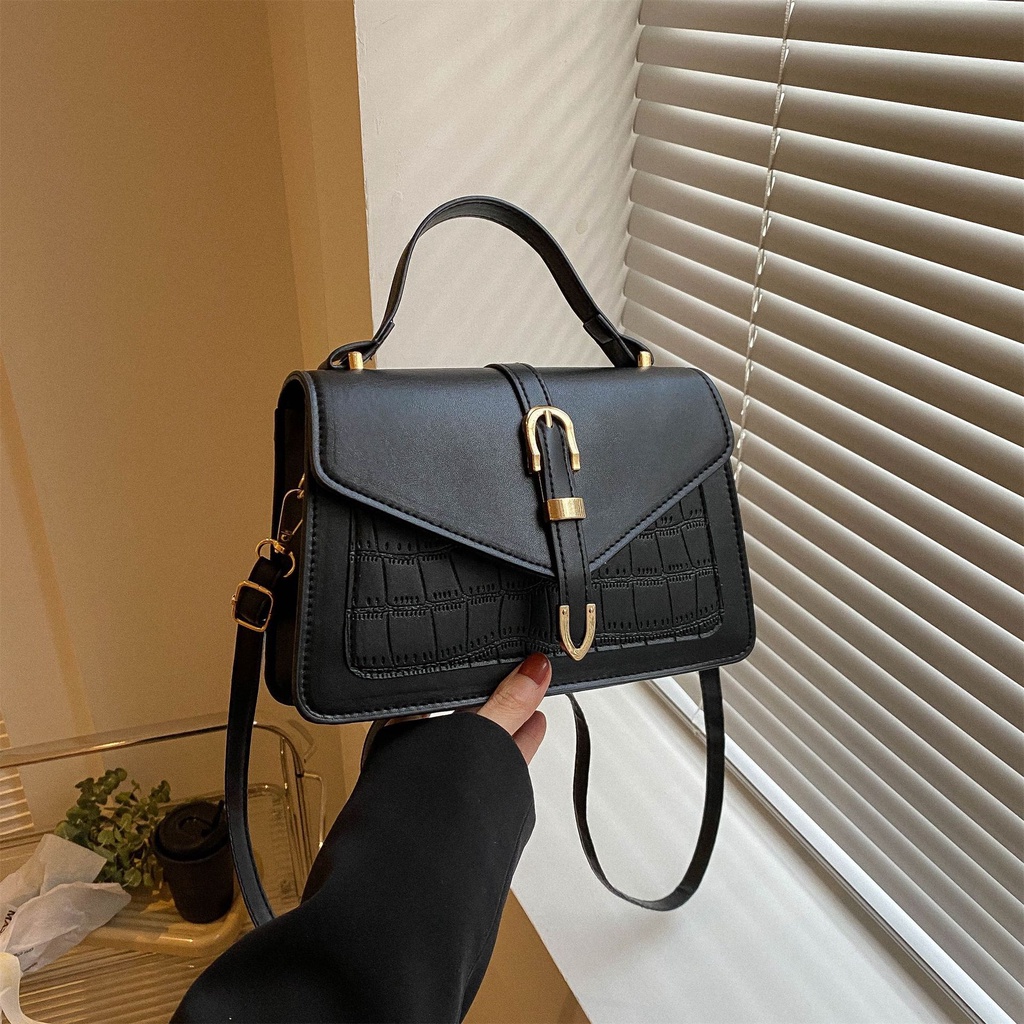 Túi Đeo Vai Hình Vuông Cỡ Nhỏ Màu Trơn Họa Tiết Vân Đá Kiểu Retro Thời Trang Mùa Xuân 2023