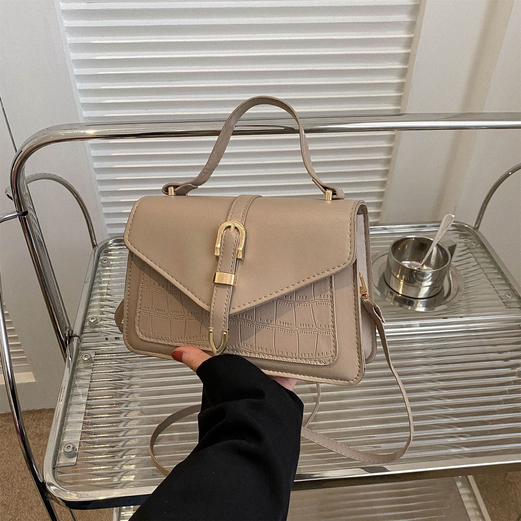 Túi Đeo Vai Hình Vuông Cỡ Nhỏ Màu Trơn Họa Tiết Vân Đá Kiểu Retro Thời Trang Mùa Xuân 2023