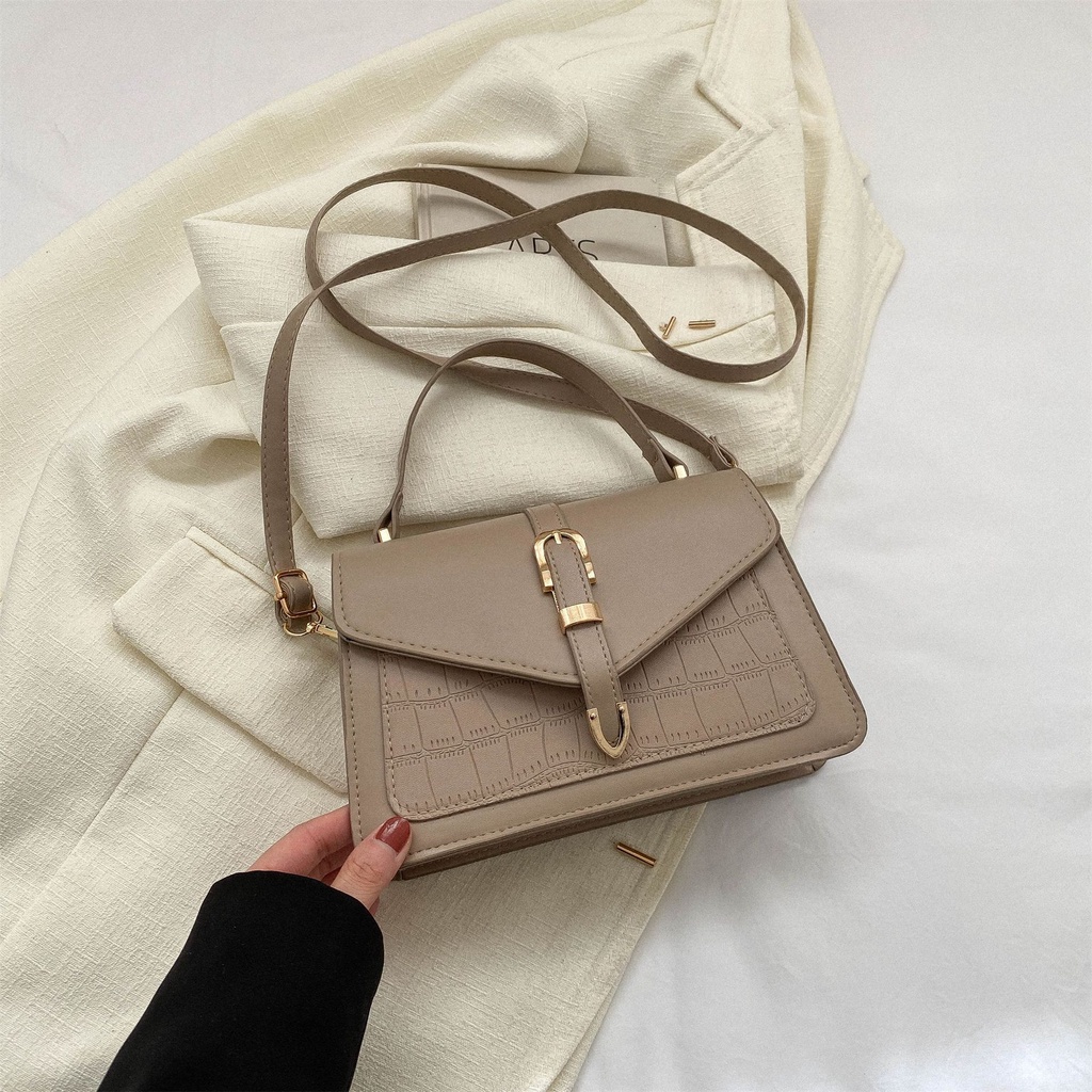 Túi Đeo Vai Hình Vuông Cỡ Nhỏ Màu Trơn Họa Tiết Vân Đá Kiểu Retro Thời Trang Mùa Xuân 2023