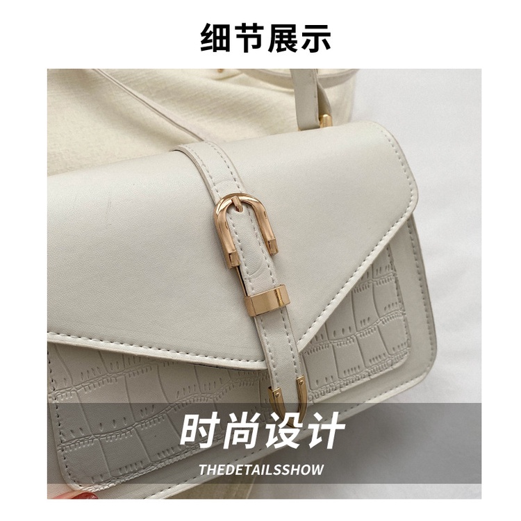 Túi Đeo Vai Hình Vuông Cỡ Nhỏ Màu Trơn Họa Tiết Vân Đá Kiểu Retro Thời Trang Mùa Xuân 2023