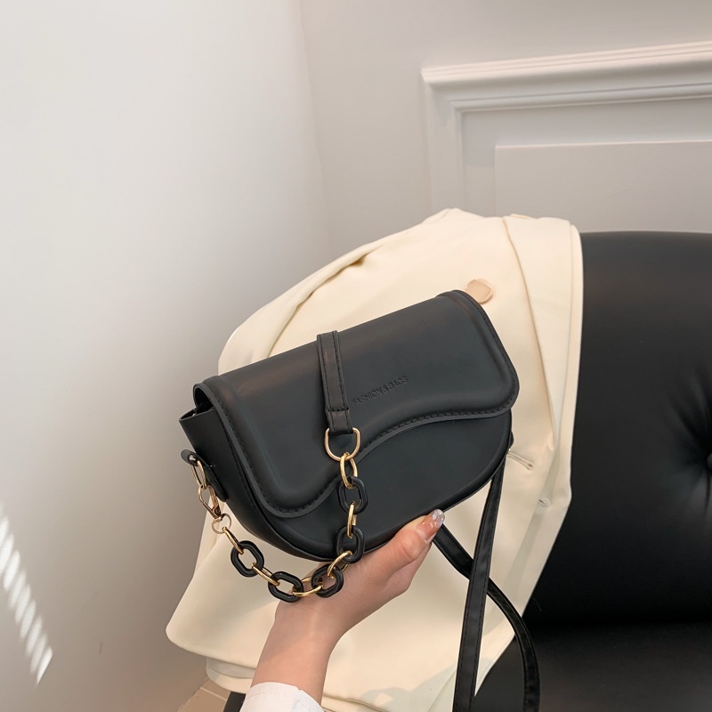 Túi Đeo Vai Màu Trơn Cỡ Nhỏ Phối Dây Đeo Sợi Xích Thời Trang Mùa Xuân 2023 Cho Nữ