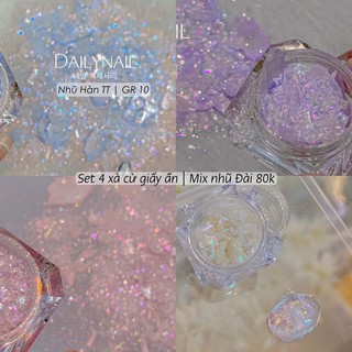 Set 4 xà cừ giấy mix nhũ Daily ẩn móng