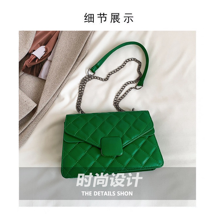 Túi Đeo Chéo Hình Vuông Cỡ Nhỏ Màu Trơn Đính Đá Phối Dây Đeo Sợi Xích Thời Trang Mùa Xuân 2023 Cho Nữ