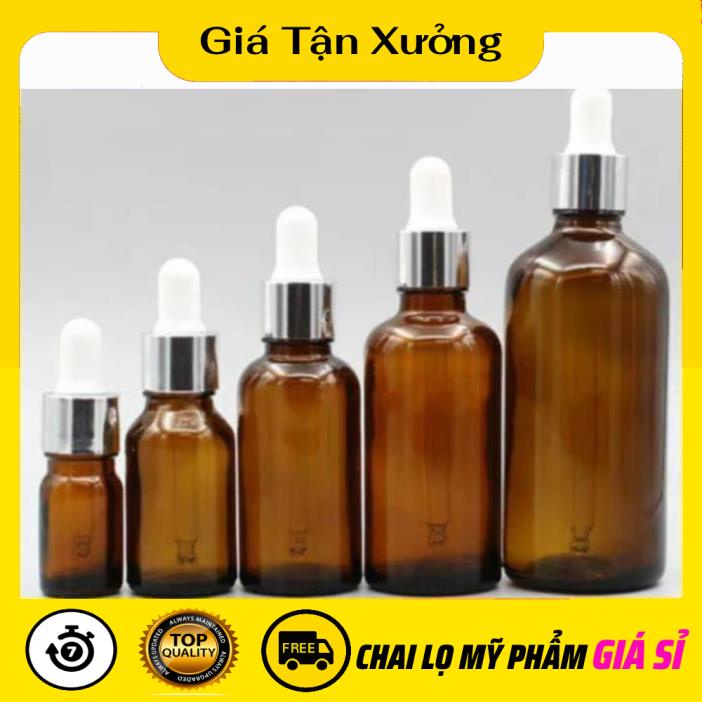 Chai Lọ Chiết Serum ✿ TRÙM SỈ ✿ Chai Lọ đựng tinh dầu 50ml Dày bóp giọt Khoen Bạc chiết serum , phụ kiện du lịch